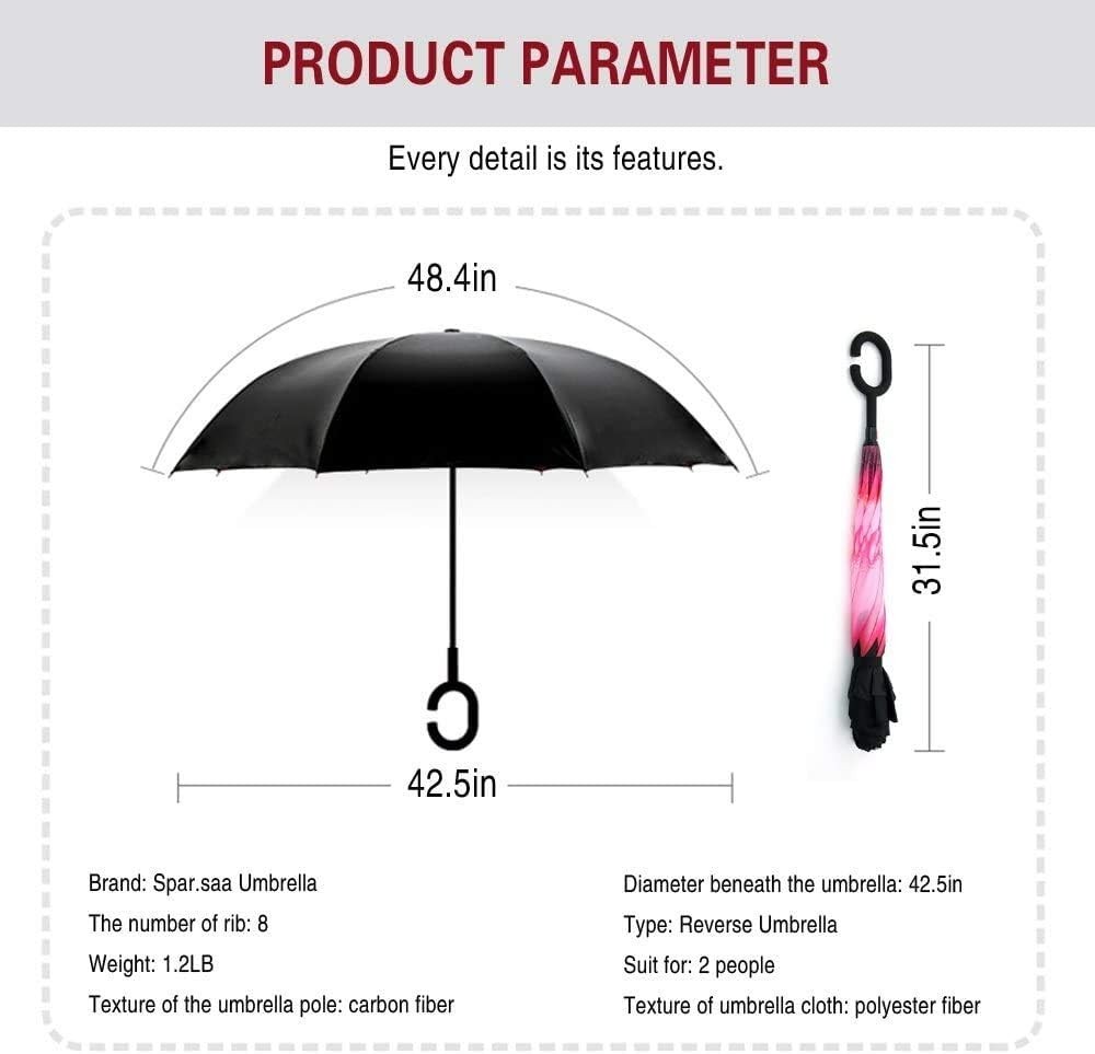 49/56 Inch Inverted Reverse Upside Down Umbrella Extra Large Double Canopy