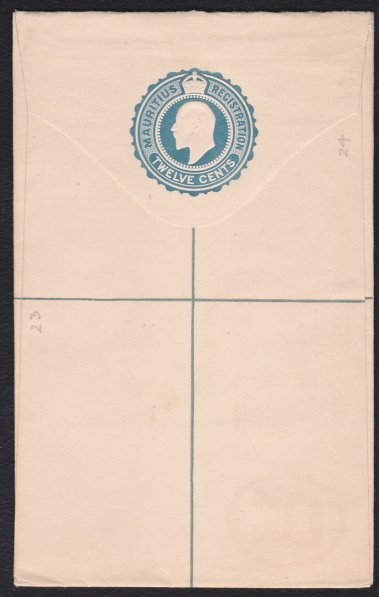 MAURITIUS EVII 12c  small size registered envelope unused..................D3058