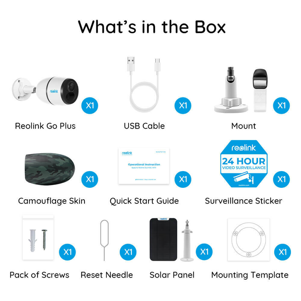 4MP 4G LTE Network Mobile Security Camera Battery Solar Powered Reolink GO Plus