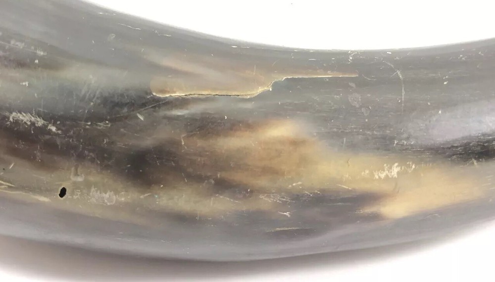 Vintage Black Powder Horn Flask Muzzle Loader For Rifles 1987-MX