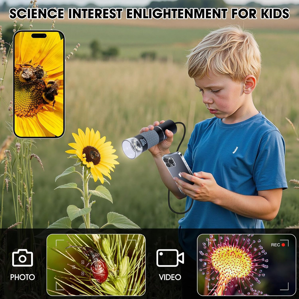 USB Microscope Compatible with Iphone Android Phone Tablet and Windows Mac PC, H