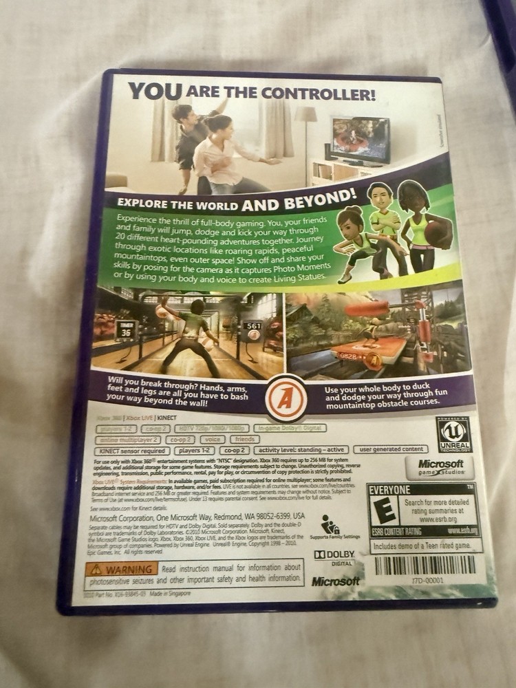 Microsoft Xbox 360 Kinect Bundle Includes Kinect Sensor Model 1414 w/ 2 Games