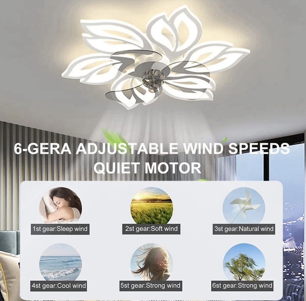 25" Modern Fan Lights LED Ceiling Light kit With Remote APP Control