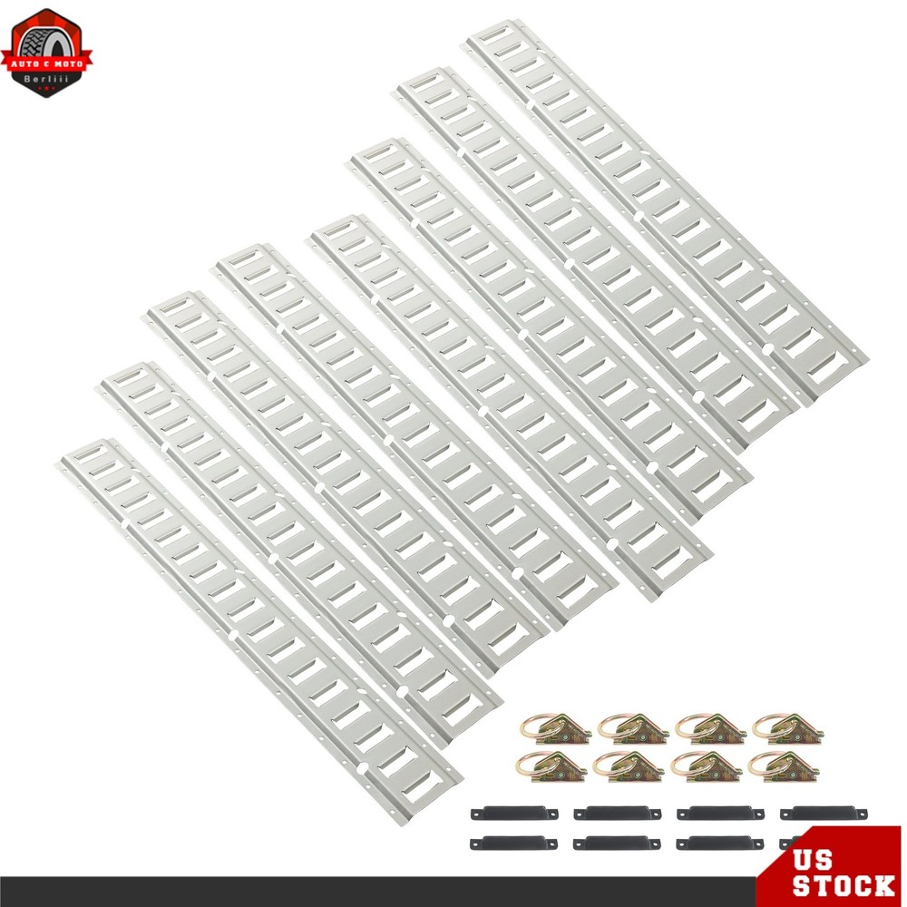 24 Pack 3' E Track Tie Down Rail Kit Silver Galvanized Steel Secure Cargo New