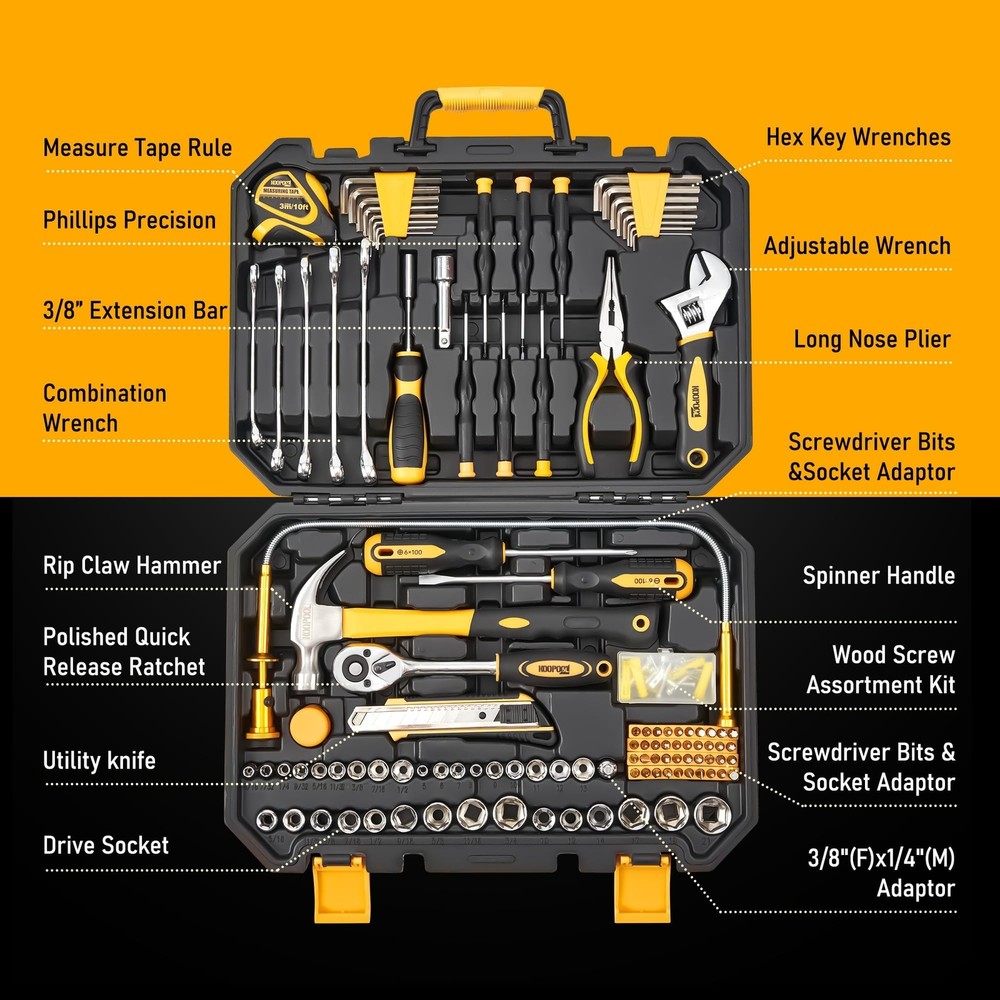 159 Piece Hand Tools Set Tool Box For Car General Household Hand Kit Basic Tool