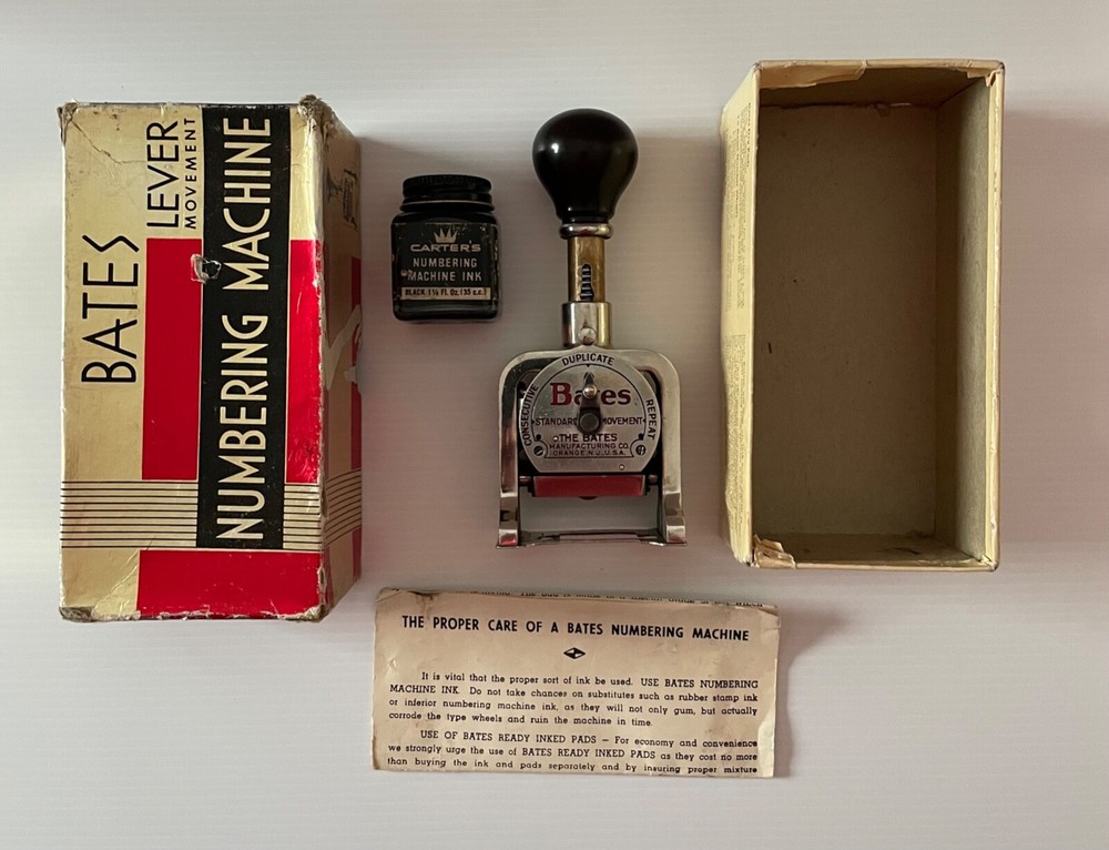 VINTAGE BATES LEVER MOVEMENT NUMBERING MACHINE