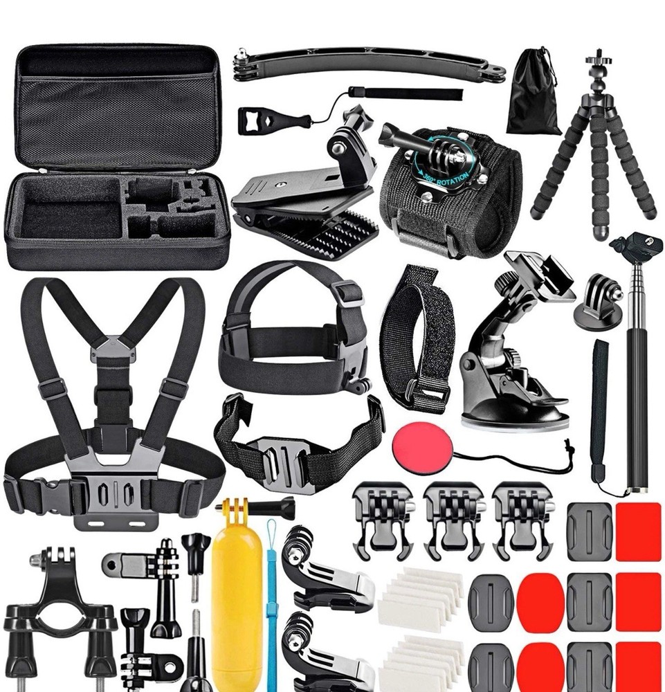 Camera Accessory Bundle for GoPro HERO Series with Mounts, Straps, Case, Tripod