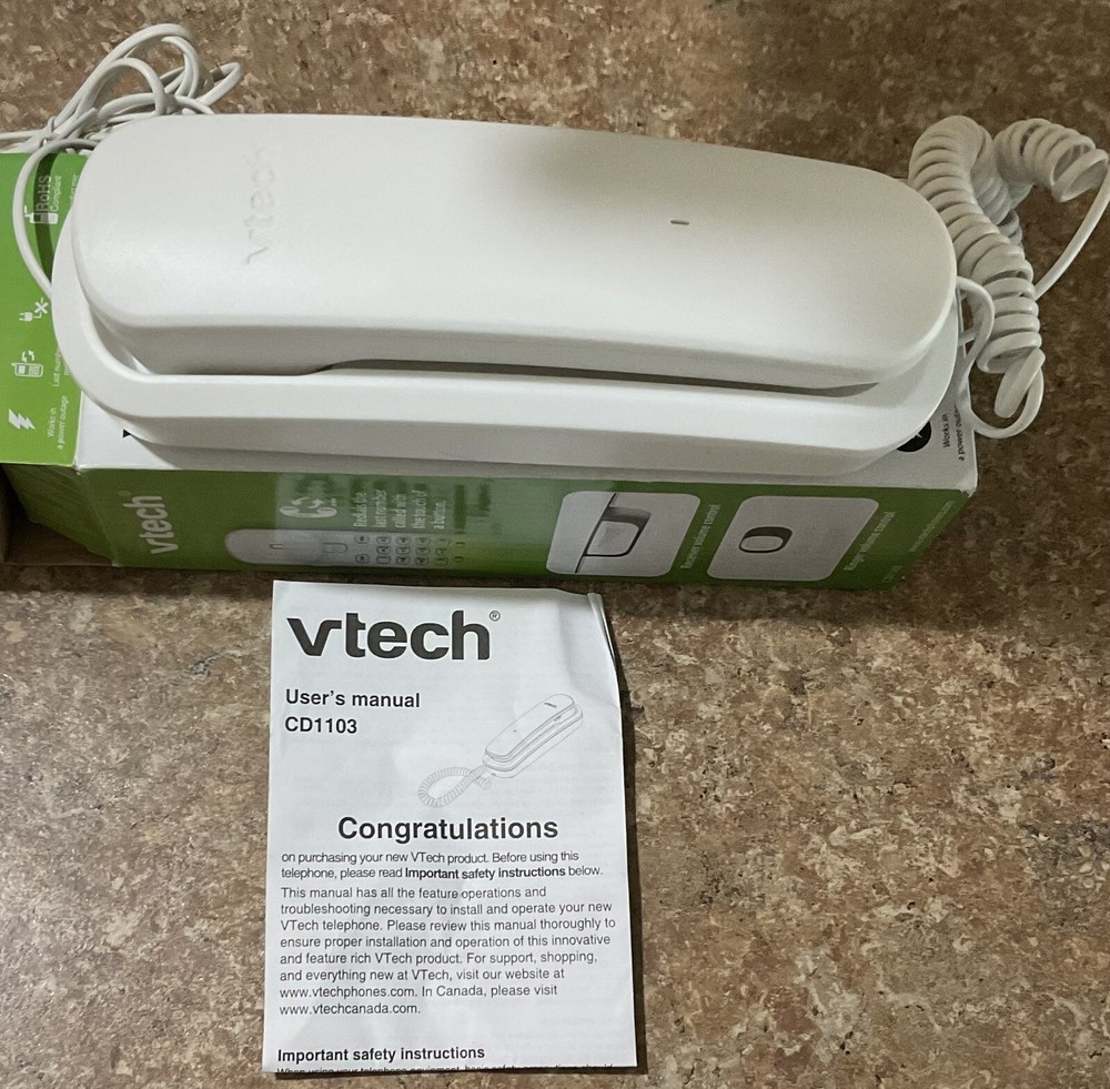 VTech Model #CD1103 Trimstyle Corded Phone - White