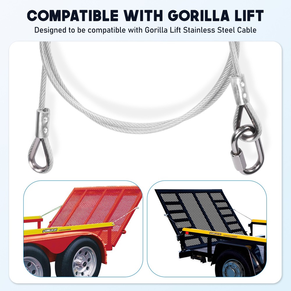 Lift Cable For Gorilla Lift 2Pcs Cables + 4Pcs Quick Links Stainless Steel Cable