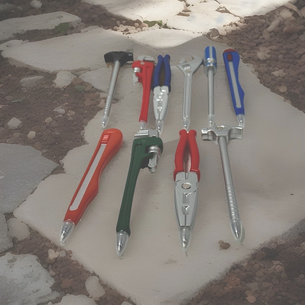 11 Plastic Multi Colored Shaped Pens Shaped as Tools