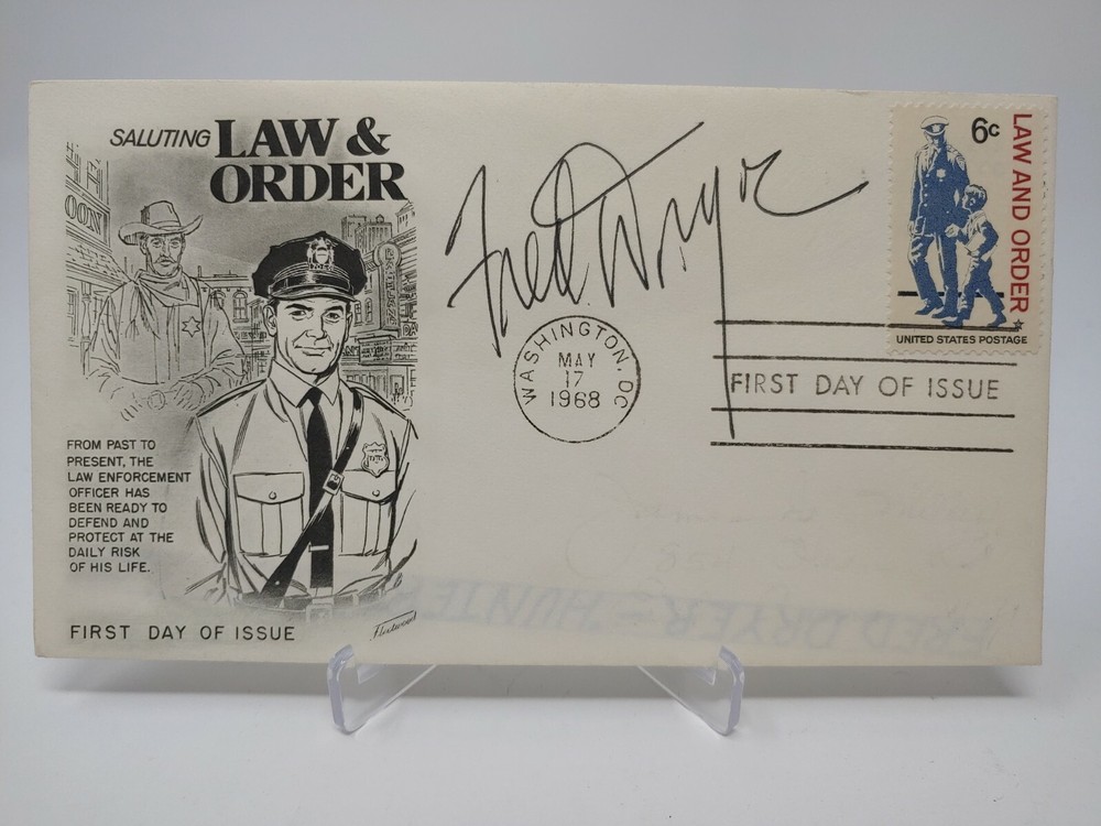 Fred Dryer Signed Envelope Cachet First Day Cover JSA COA