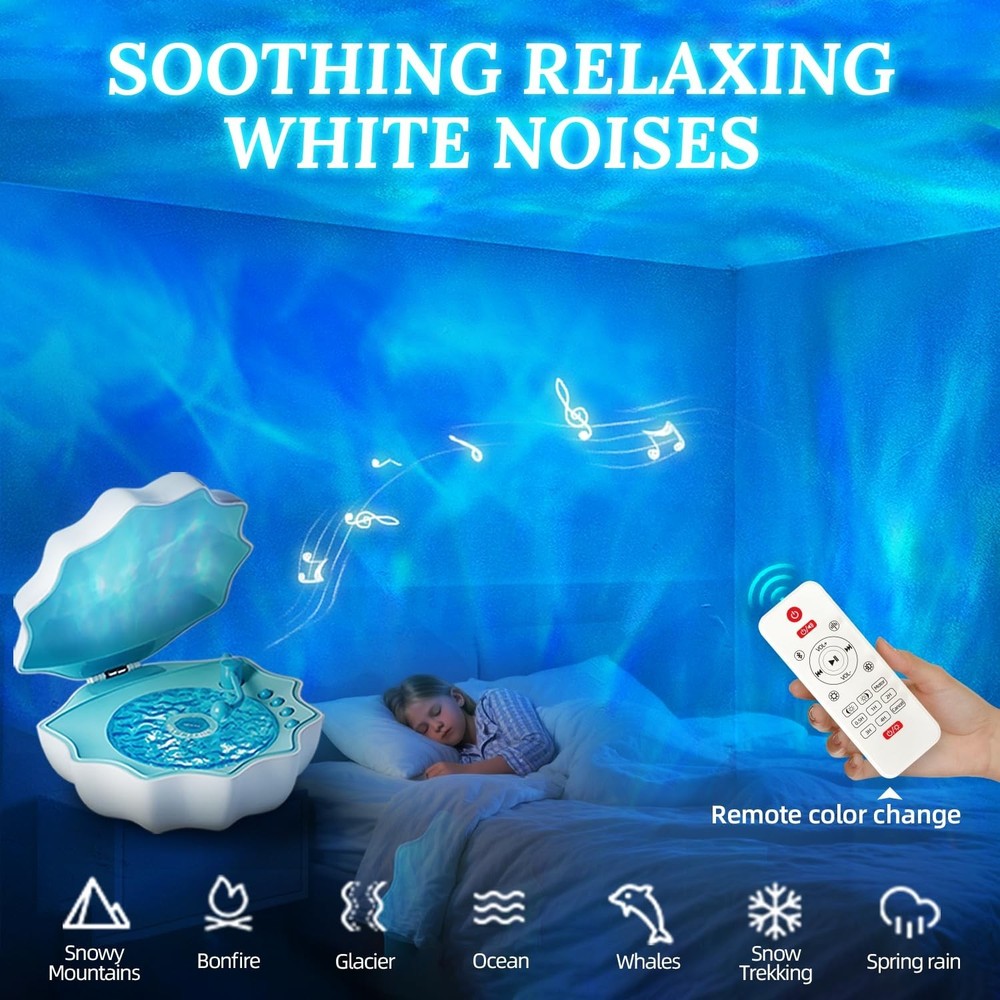 Ocean Wave Projector Light, Shell Night Light Built-in Bluetooth Sp... Fast Ship