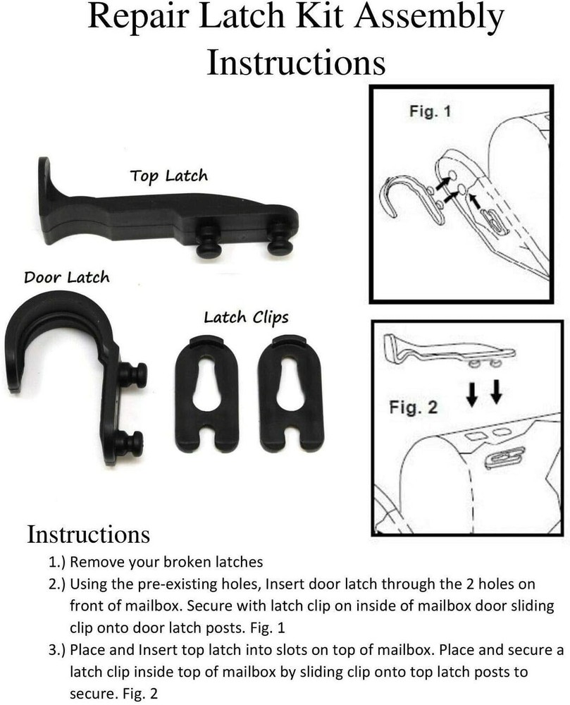 2 Pack Mailbox Plastic Latch Set Repair Kit for Solar Group Mail Box Black