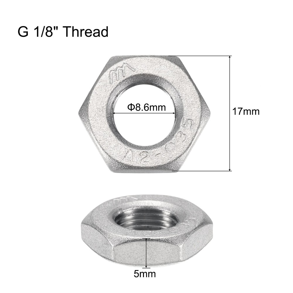 5 Pcs Cast Pipe Fitting Hex Locknut Nut g 1/8" Female Thread (DN6)