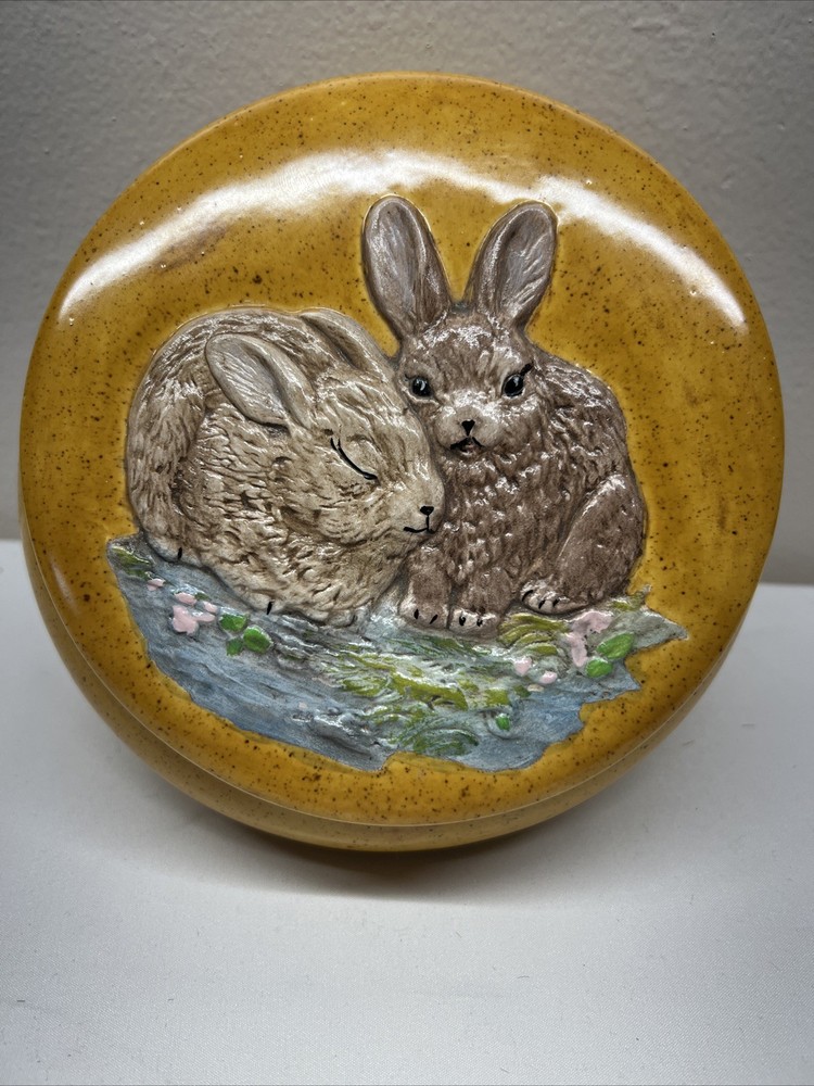 Ceramic Bunny Rabbit Trinket/ Candy Bowl