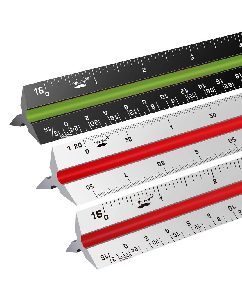 Architectural & Engineering Ruler Set - 12 Inch Drafting Tool, Imperial/Metric