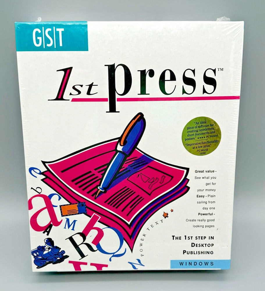 GST 1st Press Desktop Publishing Software 3.5" Diskette Windows NEW OLD STOCK!