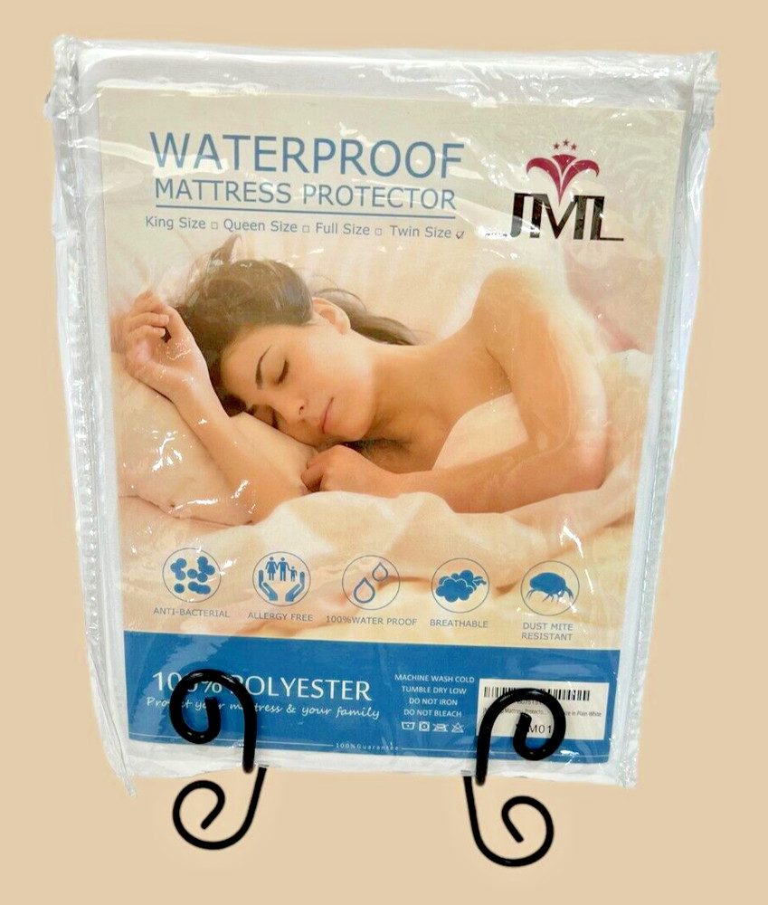 JML White 100% Polyester Waterproof Soft Microfiber Mattress Protector TWIN SIZE