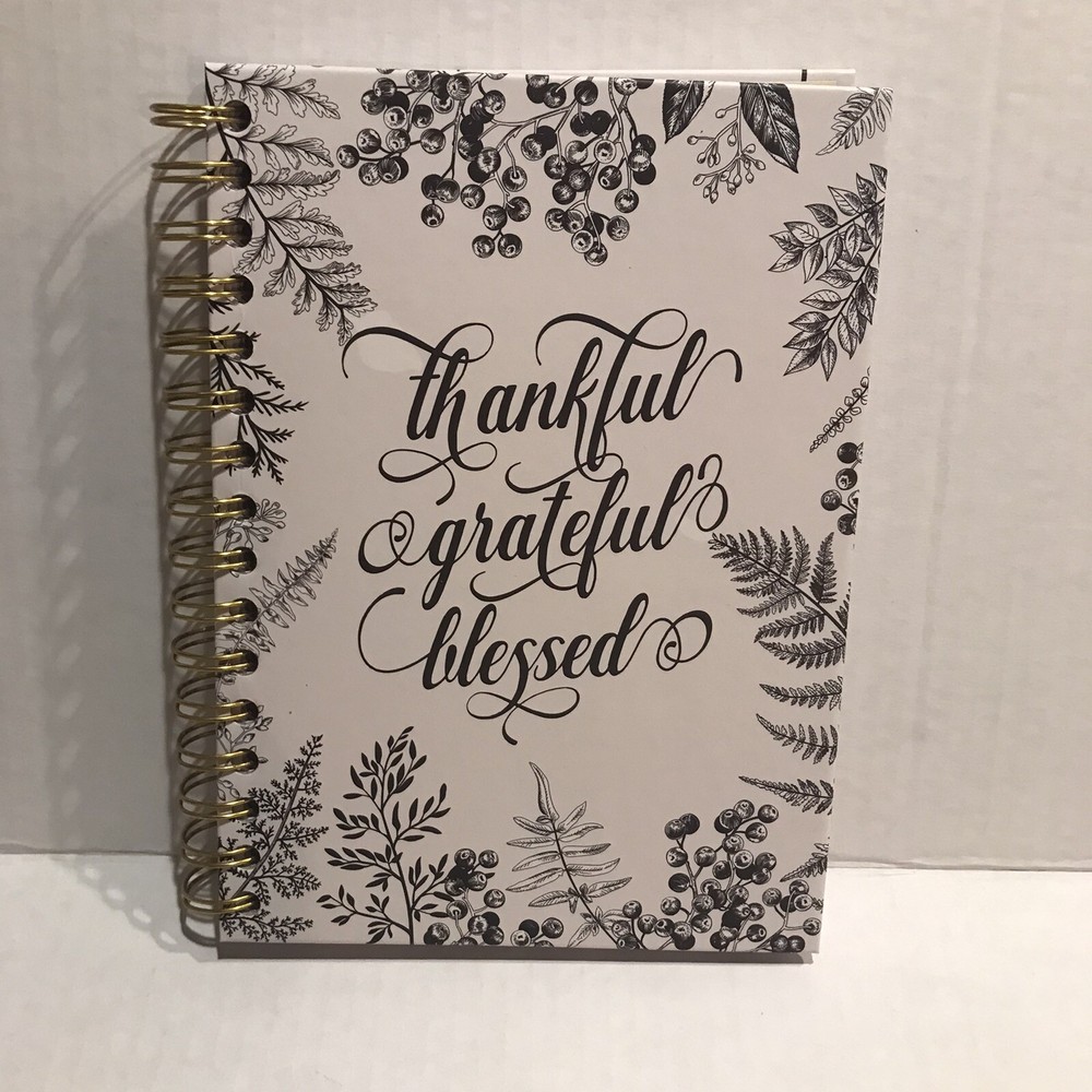 Thankful Grateful Blessed Black White Spiral Bound Hardcover