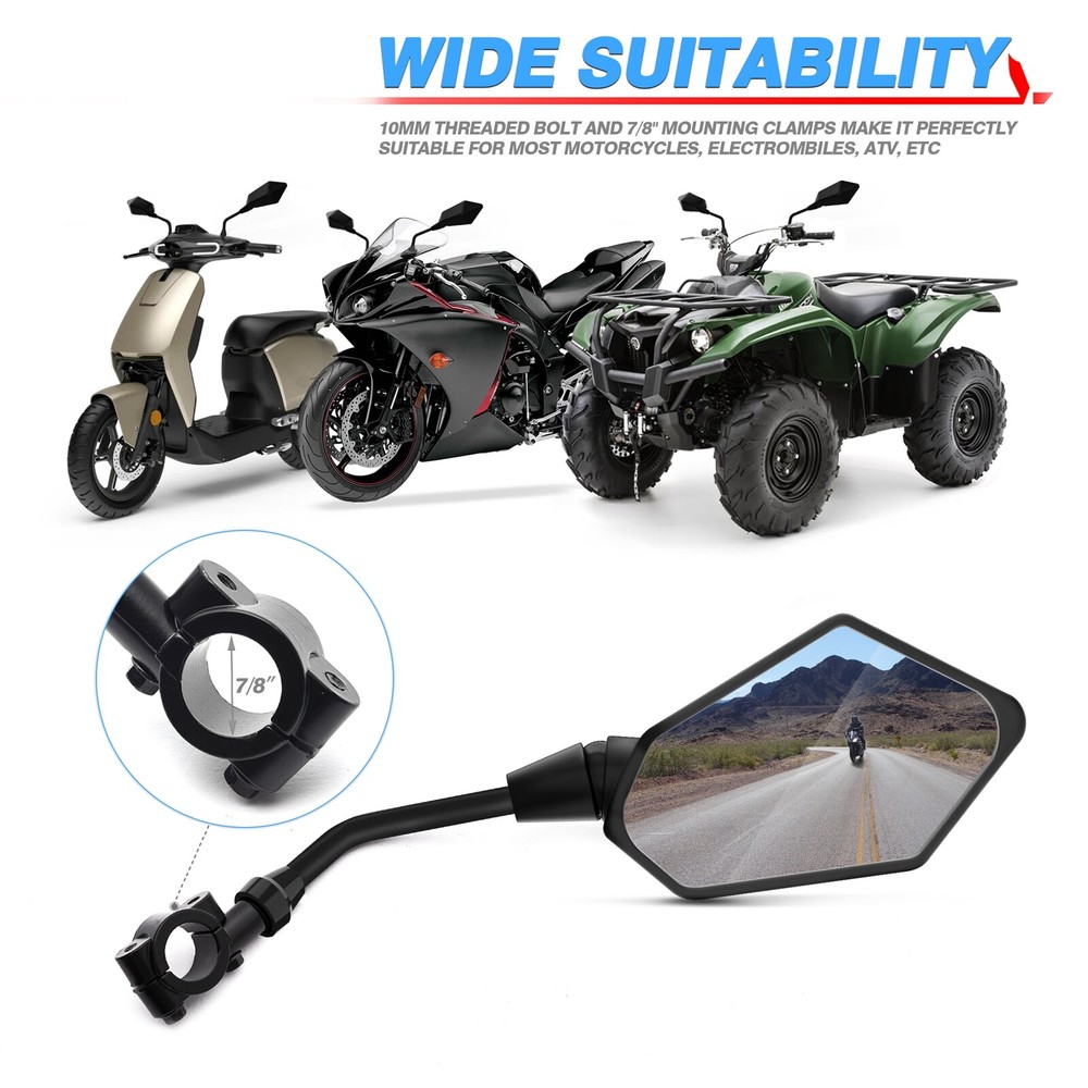 2x 7/8" 22mm Universal Motorcycle Handlebar End Side RearView Mirrors Left Right
