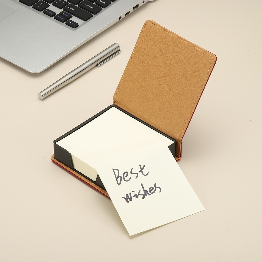140Sheets Leather Sticky Notes Holder, 10in Post Notes Holder Box, Brown