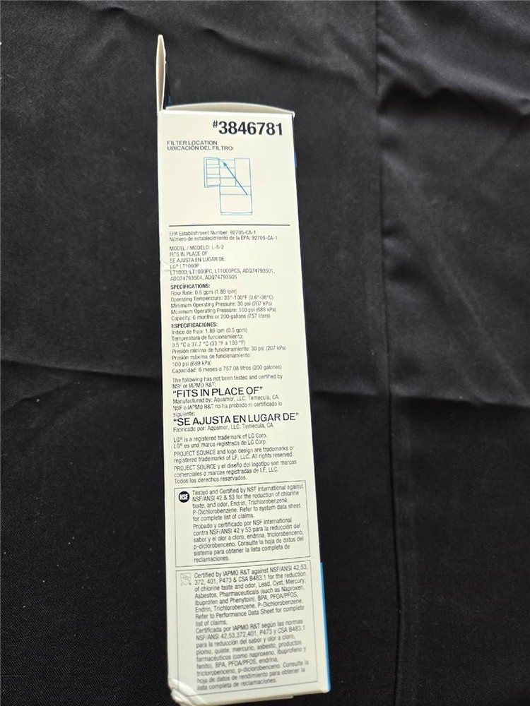 = Project Source Refrigerator Water Filter 2 PK Model LT1000P Model 108509