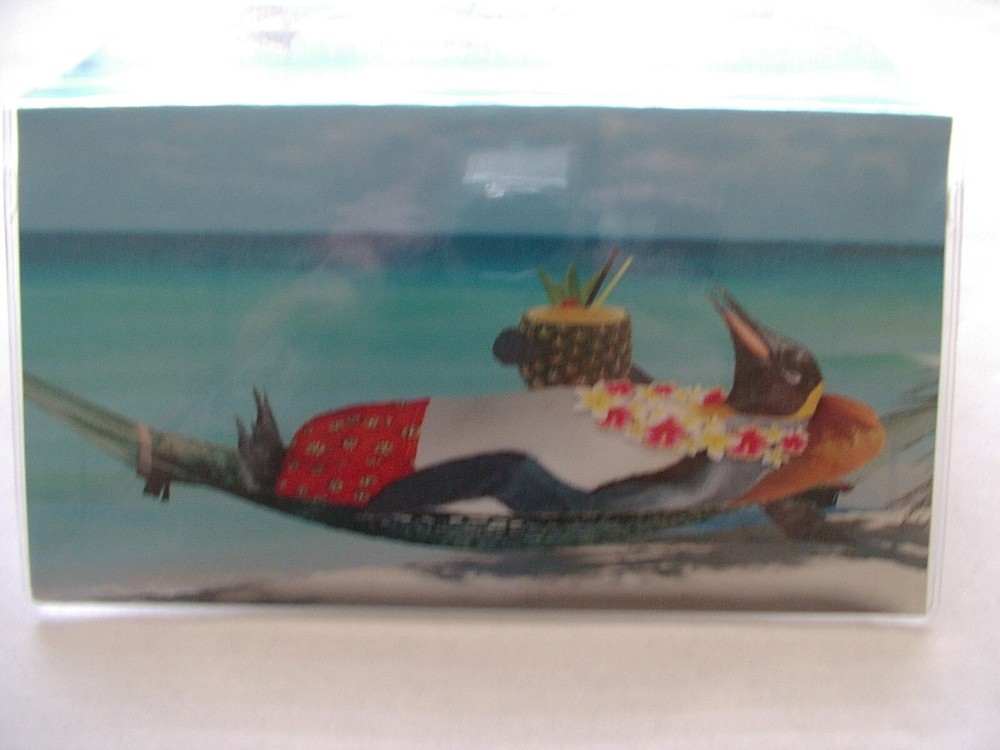 Penguin relaxing on the beach Checkbook cover