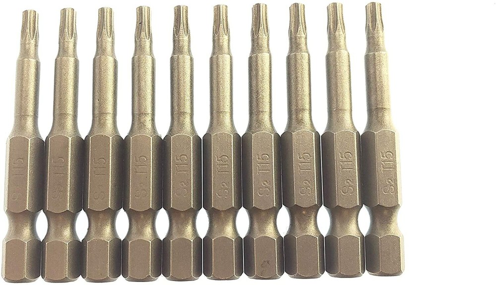 Torx T15S T15 Security Screwdriver Drill Insert Power Bit 10 Pack with hole