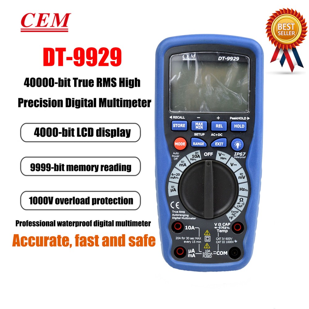 DT-9929 Professional Waterproof True RMS Industrial Digital Multimeters #