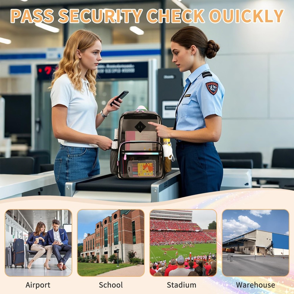 Clear Backpack Heavy Duty Transparent Backpack for School Clear Bags