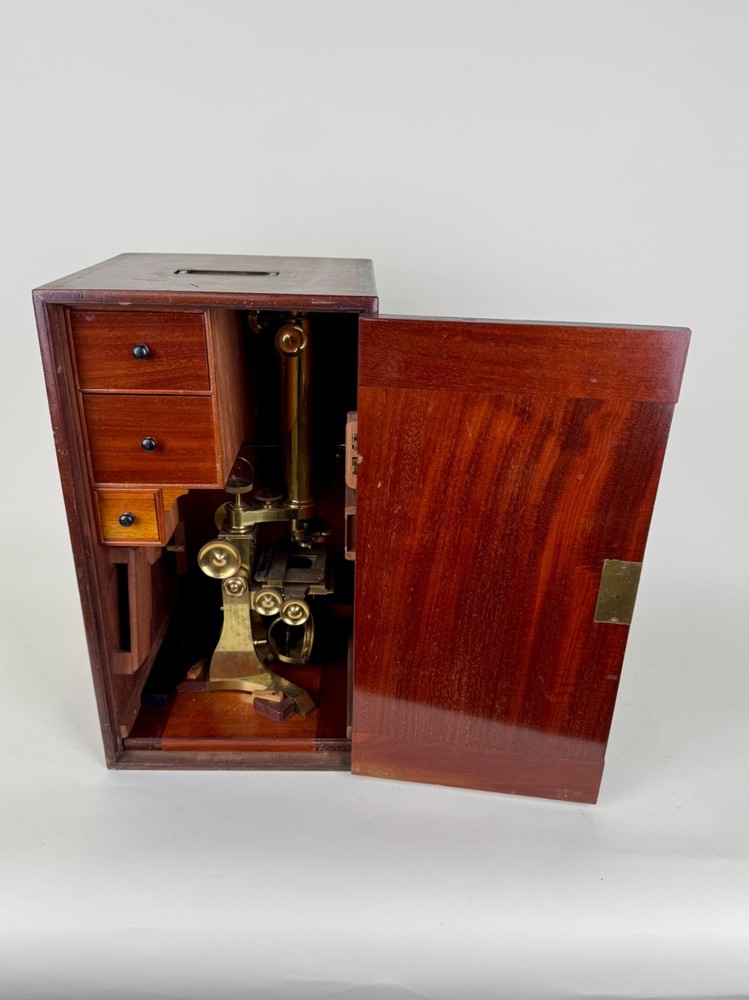 Antique 19th-Century Binocular Brass Microscope – Charles G. Ewing