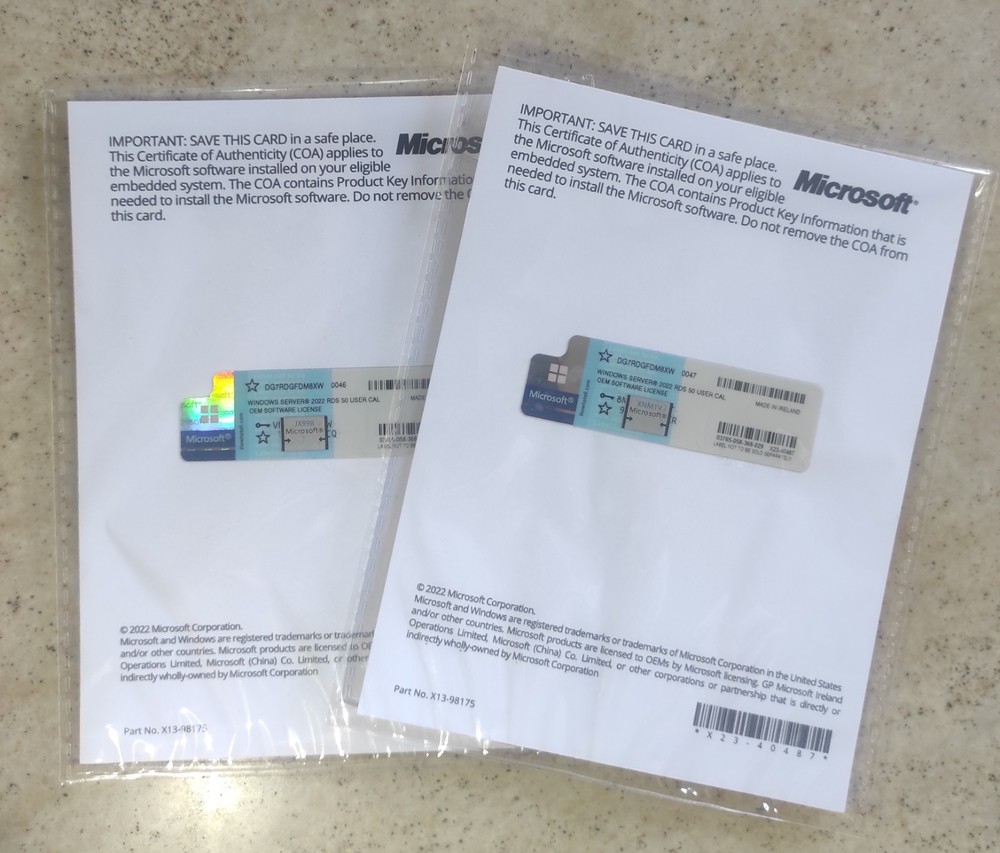 Windows Server Remote Desktop Services 2022 RDS  50 User/Device CAL - Sealed