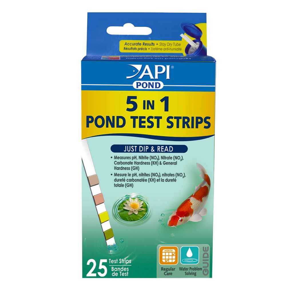 API Pond Care Pond 5 in 1 Pond Test Strips 25 Stripe Count API 164 F