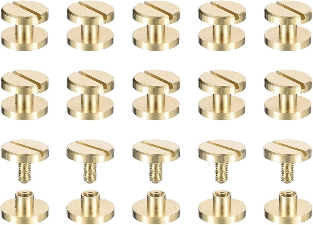 30Pack Brass Chicago Screws 3x10mm Post Nail Stud Rivets for Leather Craft