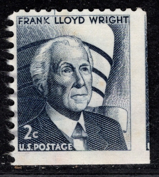 Perfectly Flawed EFO Cancelled SN 1280- 2¢ Frank Lloyd Wright -1966- Miscut