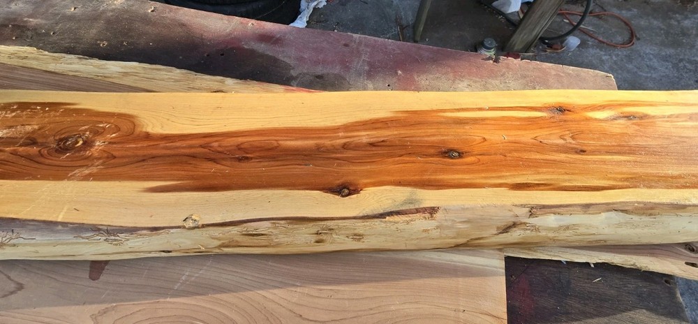 Eastern Red Cedar Live Edge Slab – 61" × 8.5" Bench / Console Top 2.5" Thick