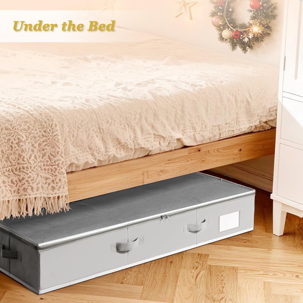 Gift Wrapping Paper Organizer Storage Underbed Container Fits 24 Rolls Grey