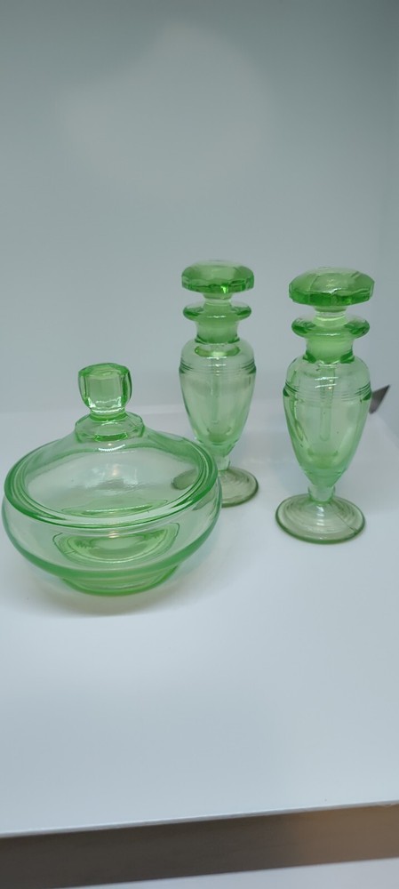 Vintage Vaseline Dresser Set