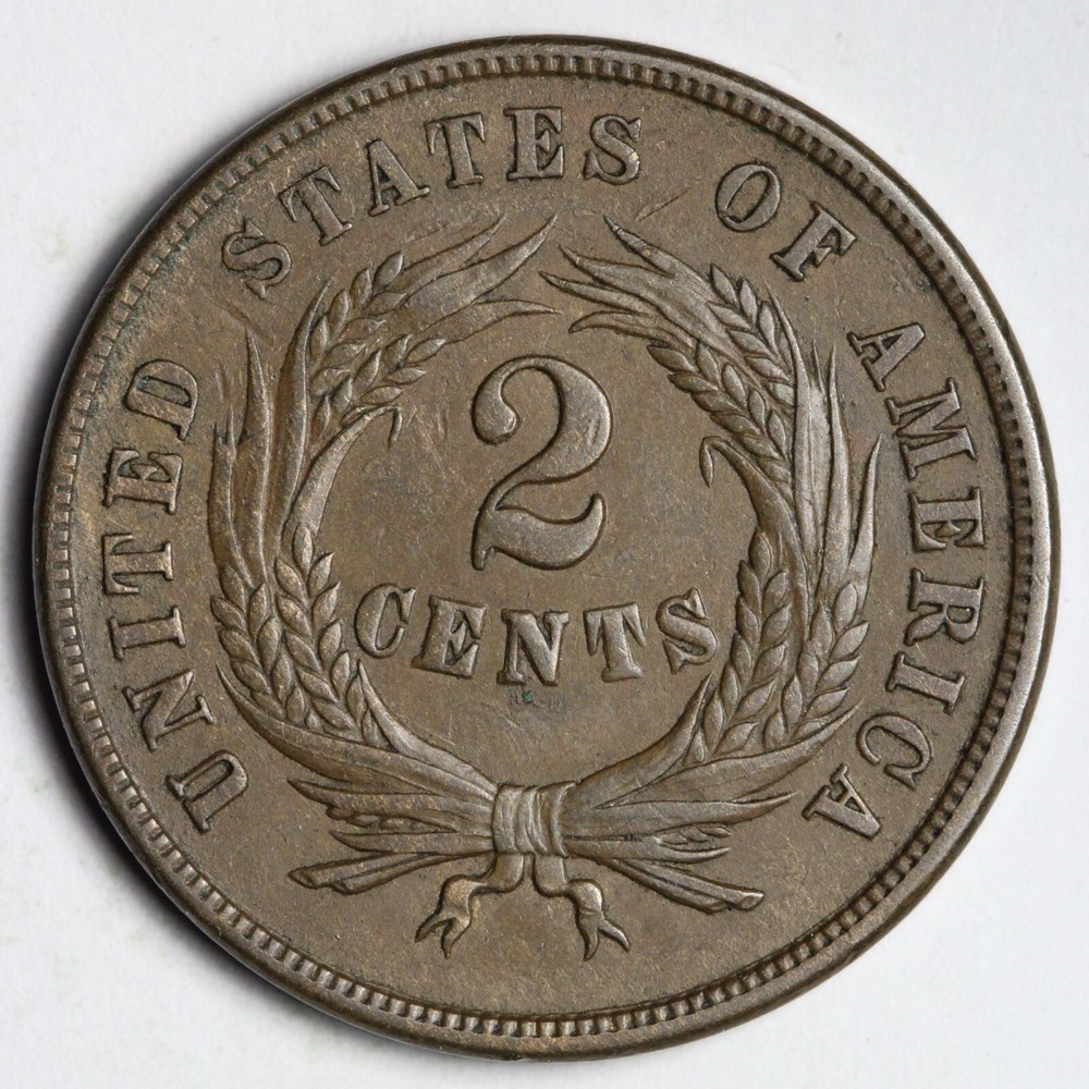 1865 Two Cent Piece AU E245 RHM