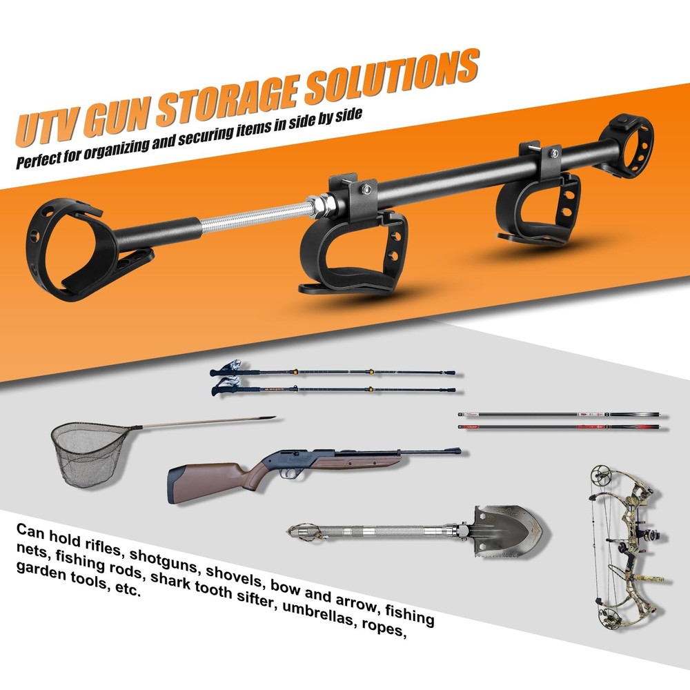 Drieaco UTV Overhead Rack Fits 21-28" Spacing Roll Bars, Adjustable UTV Holde...