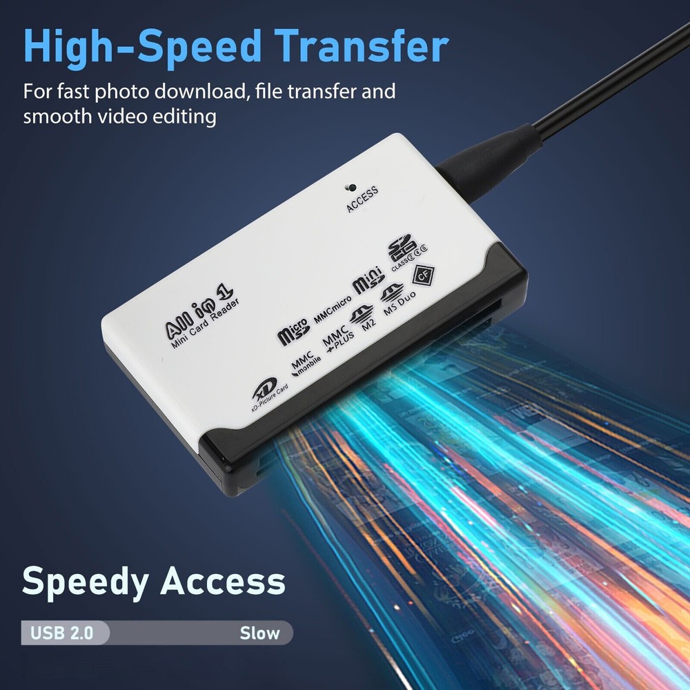 Memory Card Reader Multifunction 6-IN-1 USB 2.0 High Speed For CF XD SD MS Card