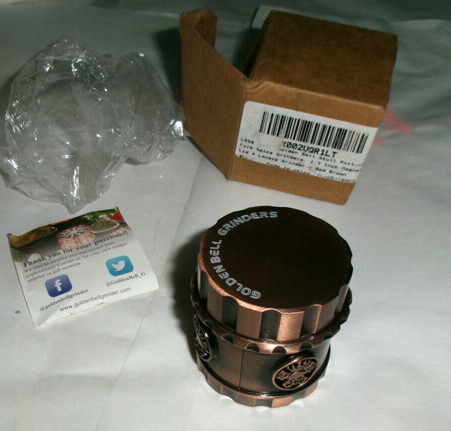 Golden Bell Skull Pattern 4 layer Herb Grinder