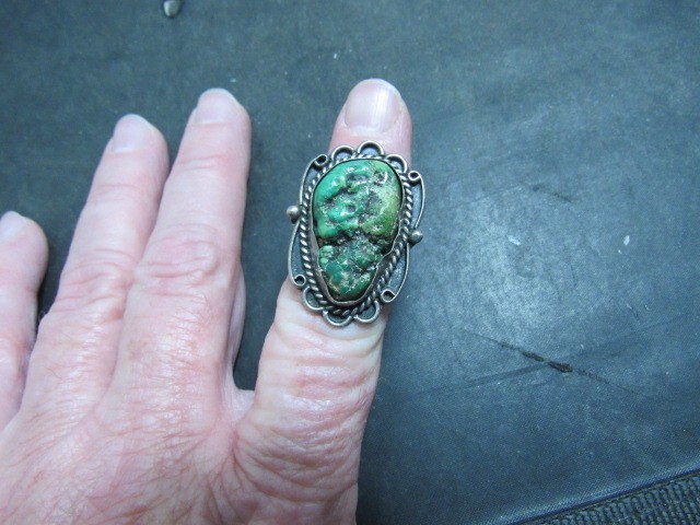 native American green turquoise ring