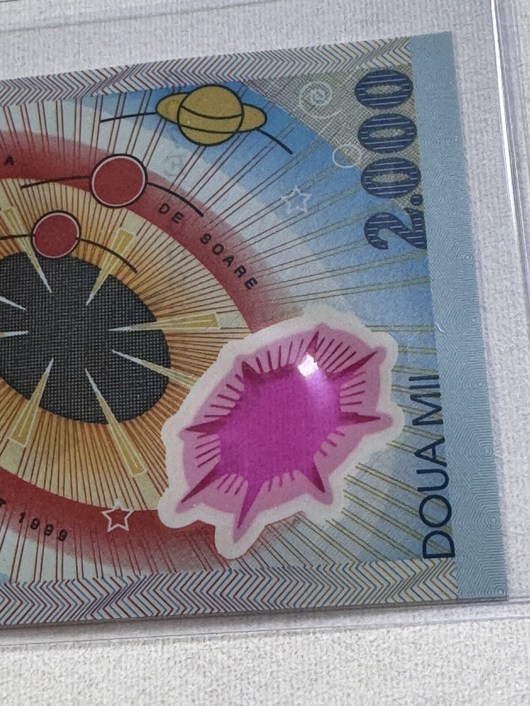 1999 Romania 2000 Lei Total Eclipse Polymer Banknote P# 111a