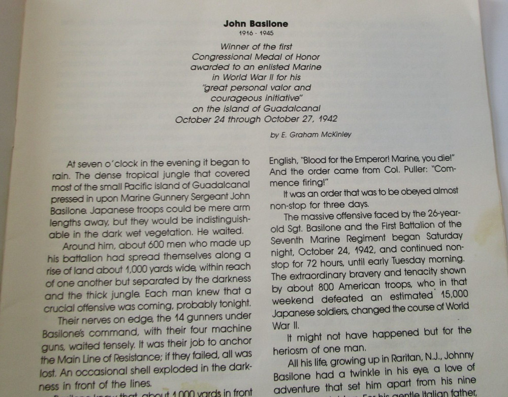 John Basilone " A Marine's Marine " His Story