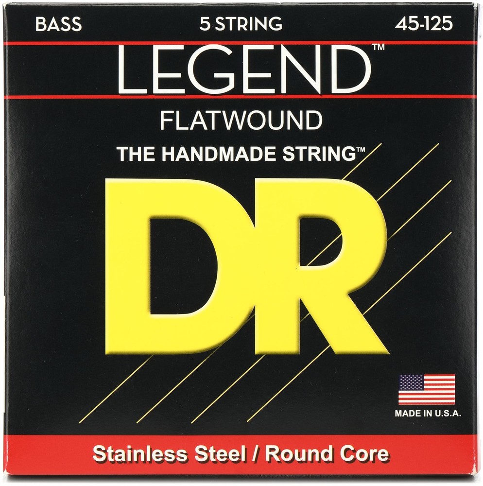 DR Strings Legend Polished Flatwound Stainless Steel 5-string Bass Strings -