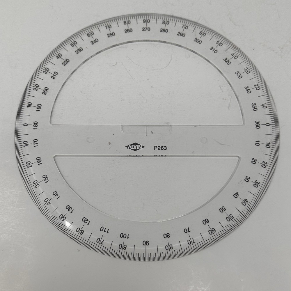 Alvin P263 -8" Circular 360 Degree Arc Template Protractor Plotter Drafting Tool