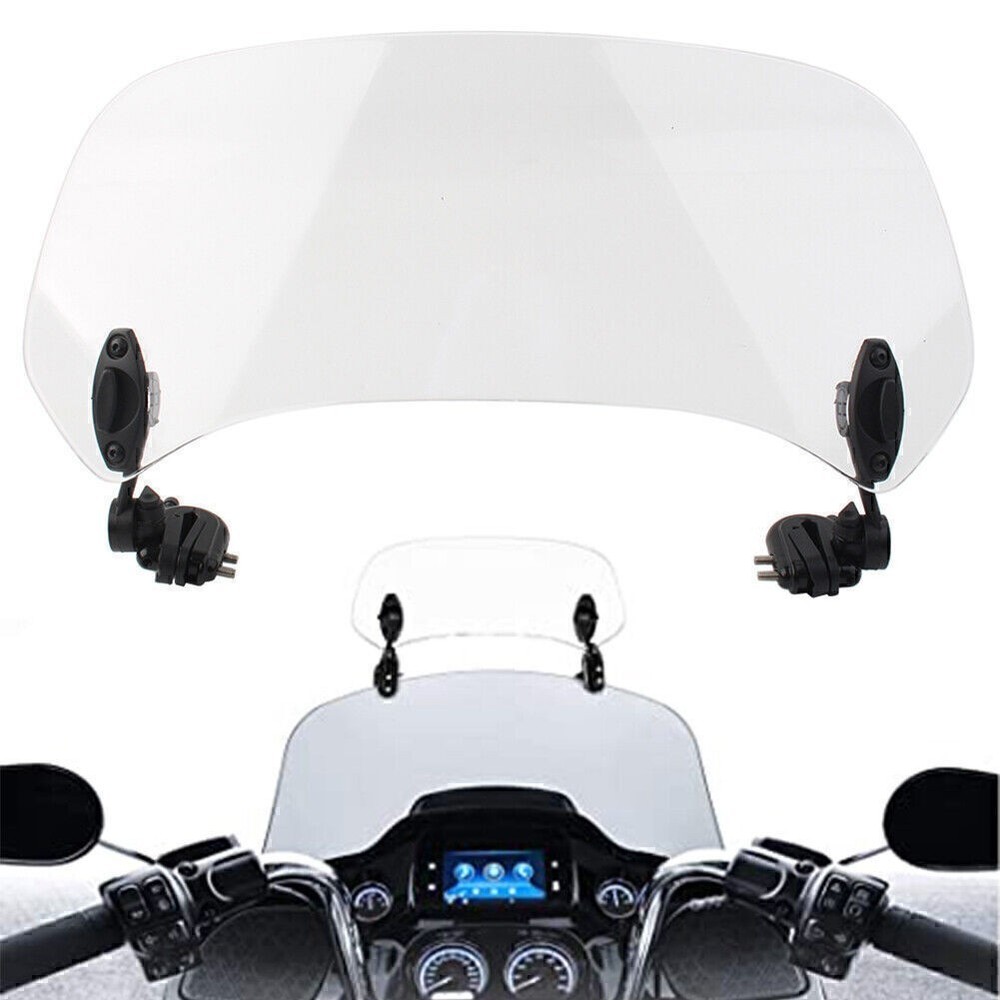 Clear Motorcycle Adjustable Clip On Windscreen Extension Spoiler Wind Deflector