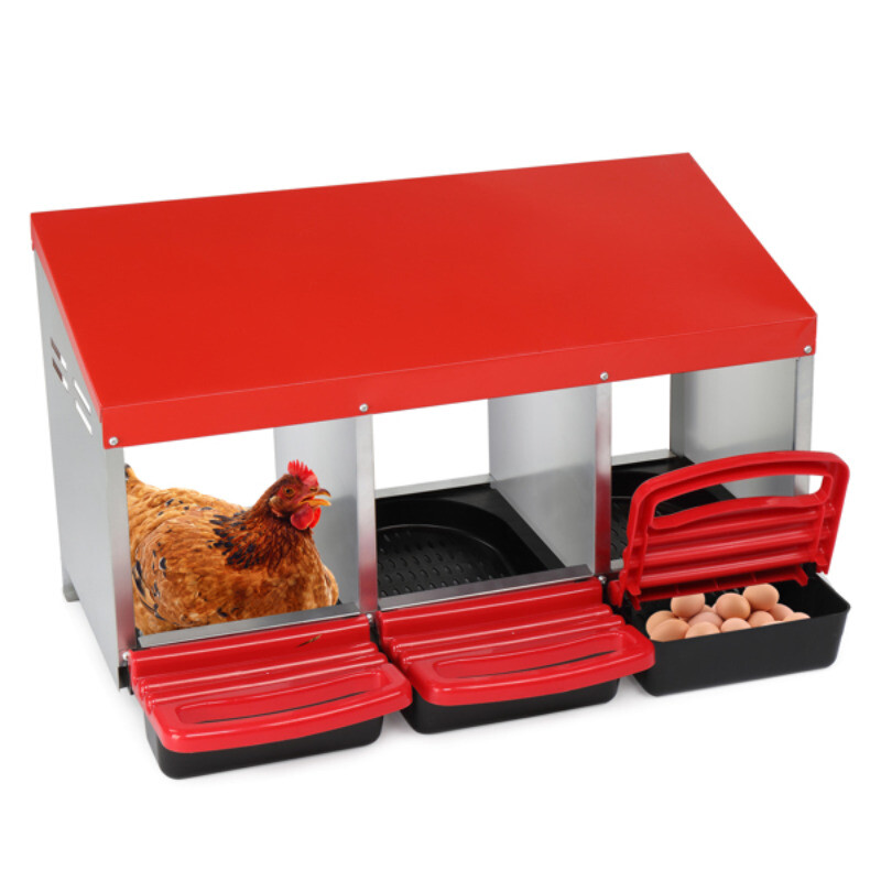 3 Compartment Roll Out Chicken Nesting Box with Plastic Basket Egg Nest Coop Box