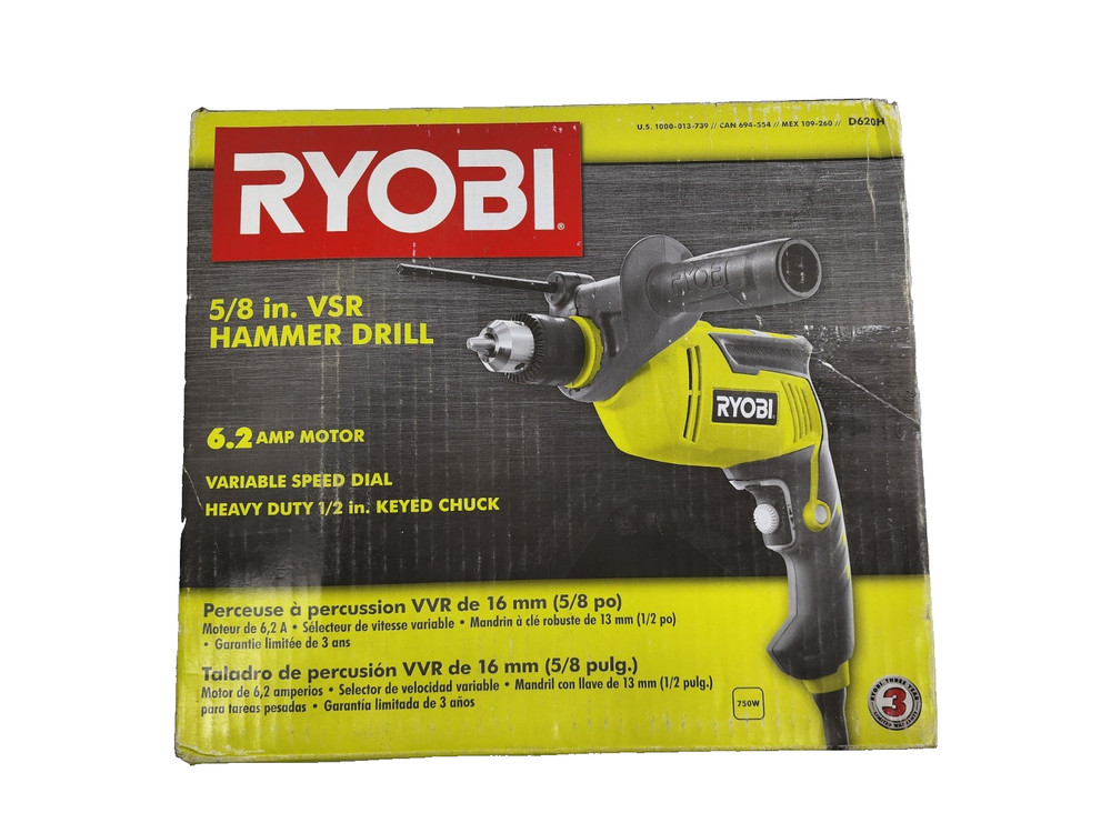 RYOBI D620H 5/8" 6.2 Amp Variable Speed Dial Heavy Duty Hammer Drill